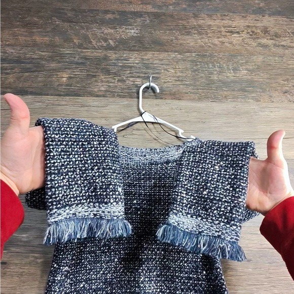 Ann Taylor Textured Navy and White Sweater - Picture 3 of 9